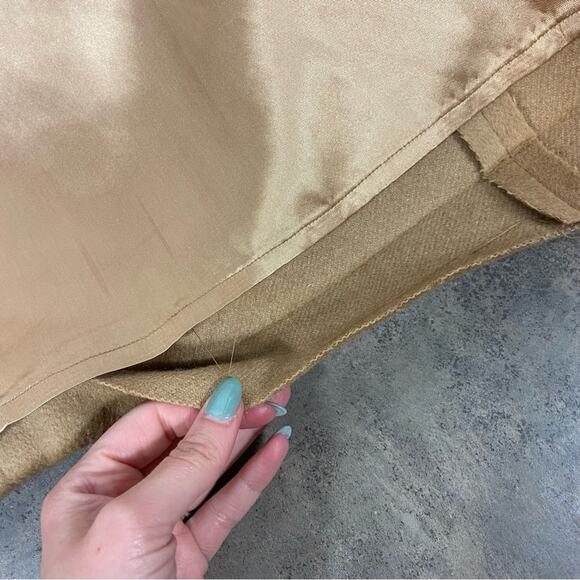 Vintage 70s Size 8 (Medium)Neutral Tan w/ Fur Accent Wool Blend Peacoat Jacket - Picture 8 of 10